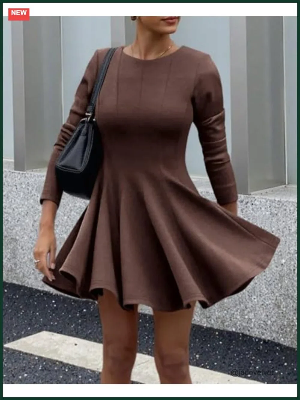 Long Sleeve A-Line Pleated Swing Mini Dress Women High Waist Flowy Party